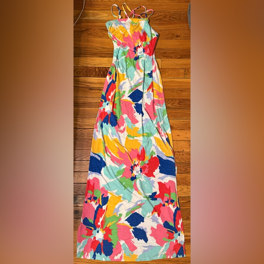 SILVERGATE multicolor sleeveless maxi Dress slits side cut out stretchy Small S